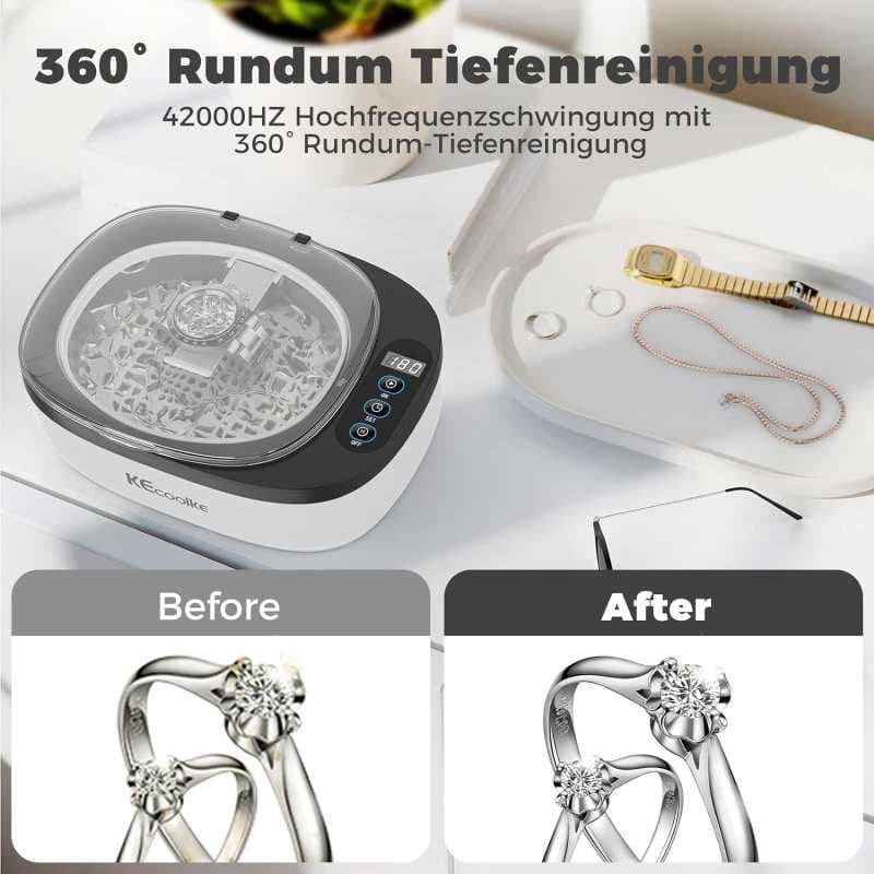 دستگاه تمیزکننده اولتراسونیک KECOOLKE با ظرفیت 750 میلی‌لیتری و تایمر دیجیتال — تصویر ۵