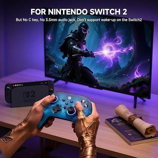 دسته بازی ECHTPower Switch 2، کنترلر بی‌سیم 2025 با RGB/ماکرو/شیفت/توربو/ویبره — تصویر ۲