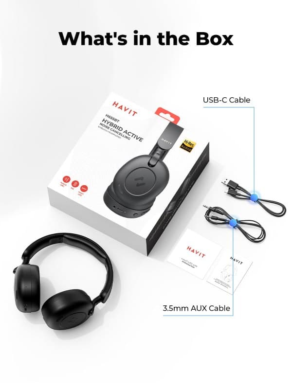 هدفون بی‌سیم Havit مدل H655BT با قابلیت حذف نویز فعال — تصویر ۳