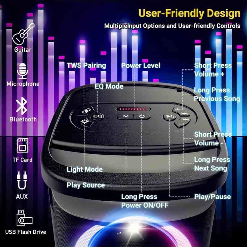 اسپیکر حرفه ای بلوتوثی TPBEAT مدل TP-PT-01 — تصویر ۴