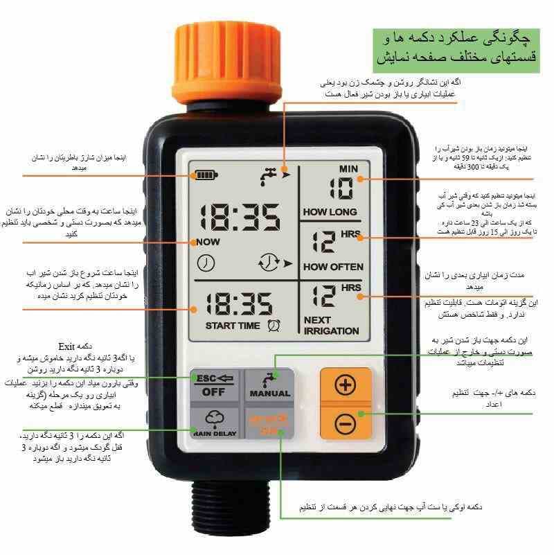 تایمر آبیاری قطره ای دیجیتال JOHGEE — تصویر ۲