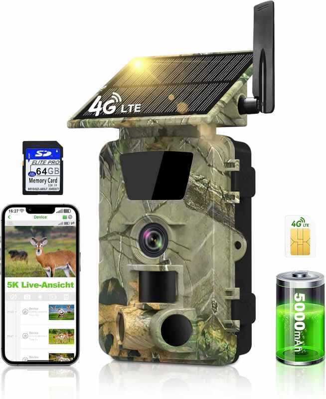 دوربین تله ای شکاری خورشیدی Lutranstra سیم کارت خور 4G LTE
