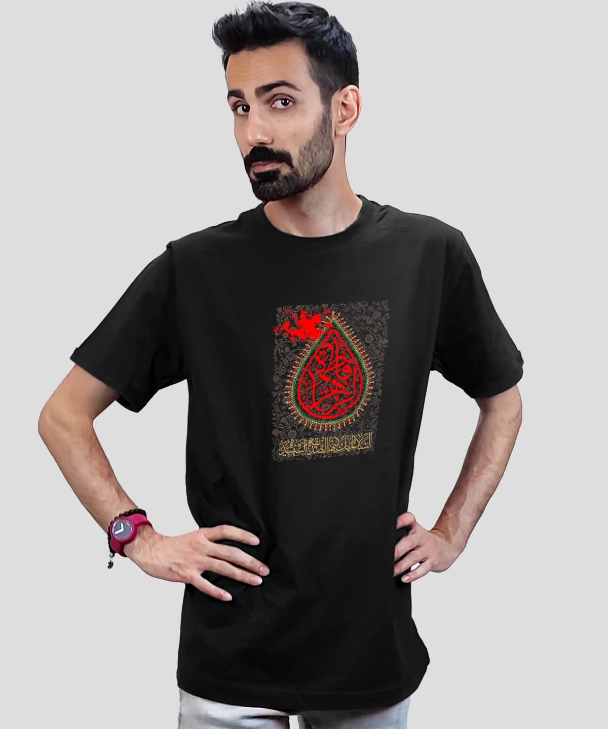 تیشرت مردانه و زنانه مذهبی طرح یا فاطمه الزهرا کد 576 — تصویر ۴