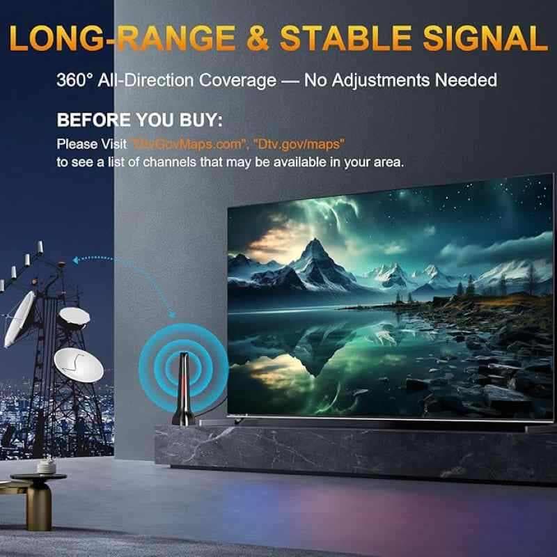 آنتن تلویزیون دیجیتال داخلی برای تلویزیون هوشمند، آنتن تلویزیون 4K HD برای کانال‌های محلی داخلی — تصویر ۴