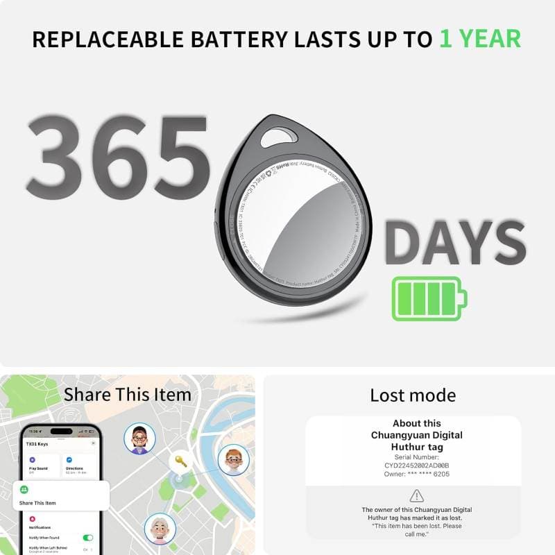 کلیدیاب ایر تگ QCOQ ,4 عددی اپلیکیشن Find My اپل — تصویر ۳