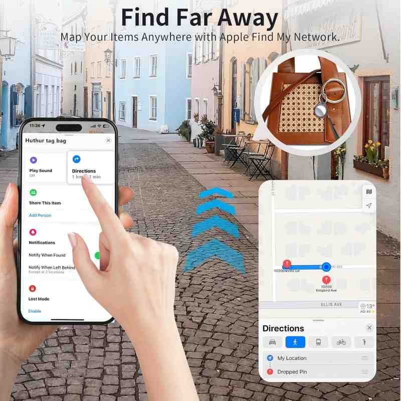 کلیدیاب ایر تگ QCOQ ,4 عددی اپلیکیشن Find My اپل — تصویر ۷