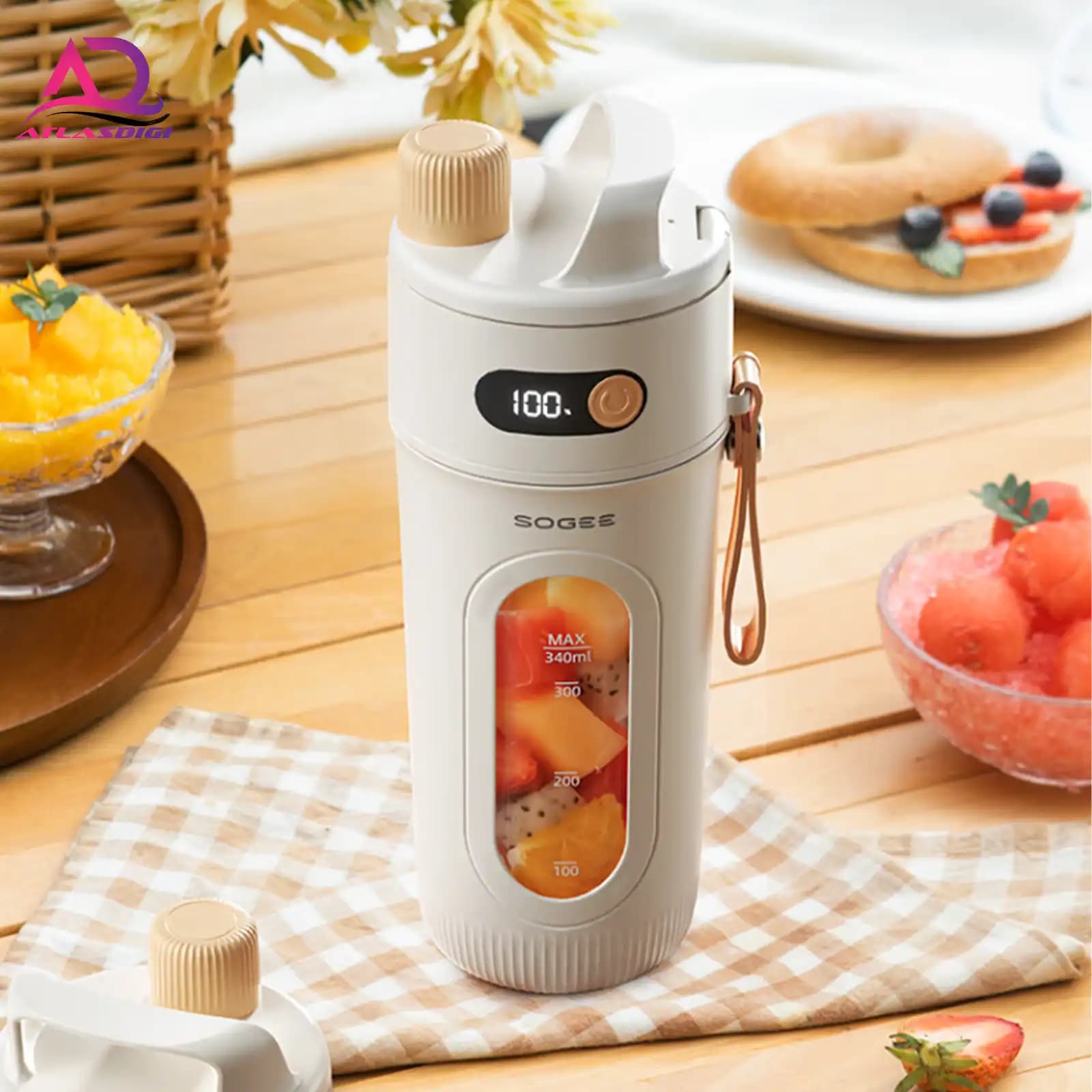 دستگاه آبمیوه گیری کوچک SOGEE قابل حمل مدل نمایشگر دیجیتال ارتقا یافته + تیغه 12 تیغه