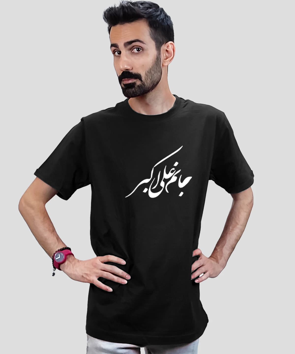 تیشرت مردانه و زنانه مذهبی طرح جانم علی اکبر کد 539 — تصویر ۴