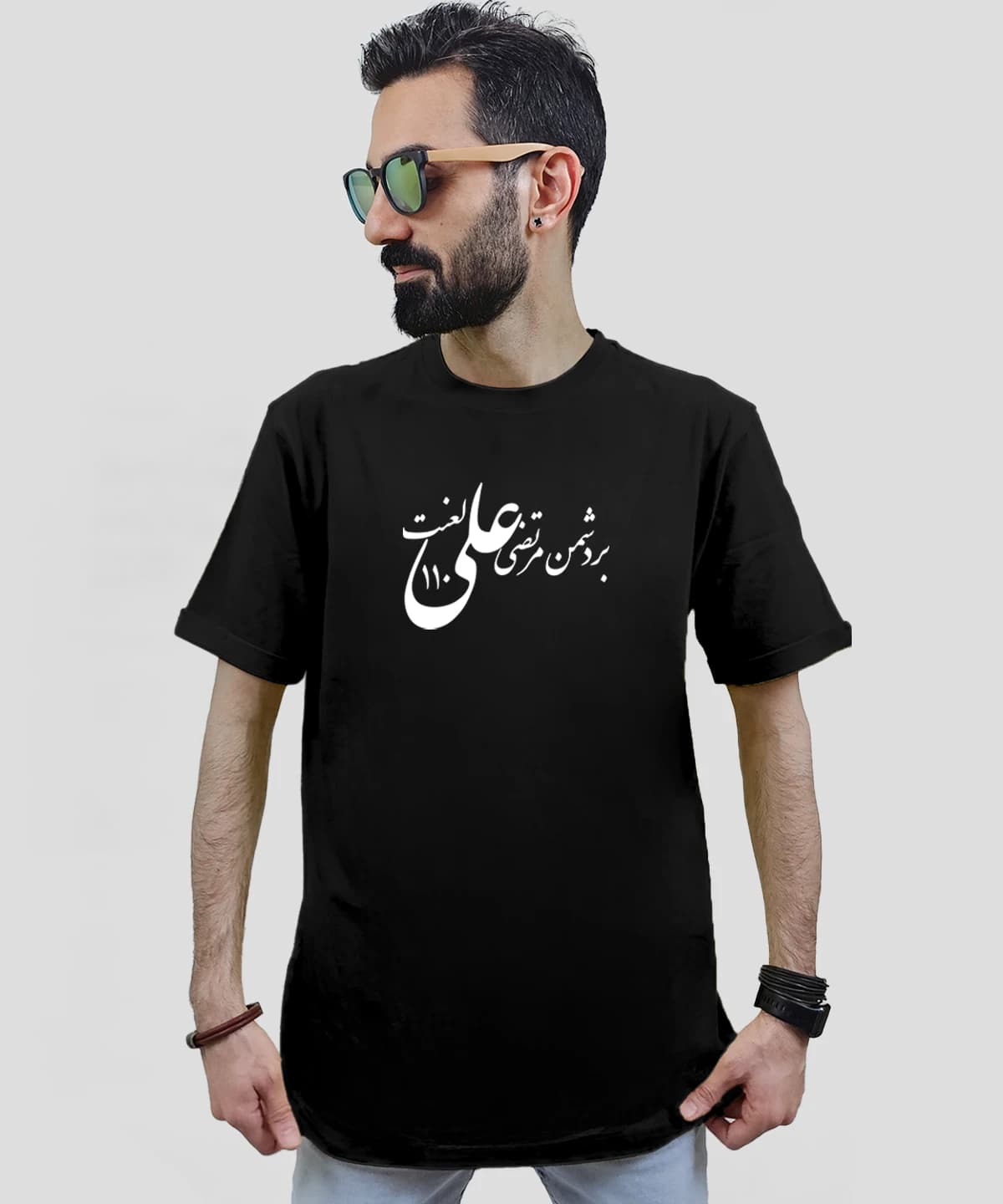تیشرت مردانه و زنانه مذهبی طرح بر دشمن مرتضی علی لعنت — تصویر ۳