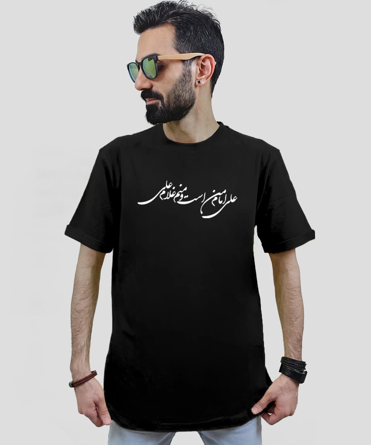 تیشرت مردانه و زنانه مذهبی طرح علی امام من است و منم غلام علی کد 522 — تصویر ۳