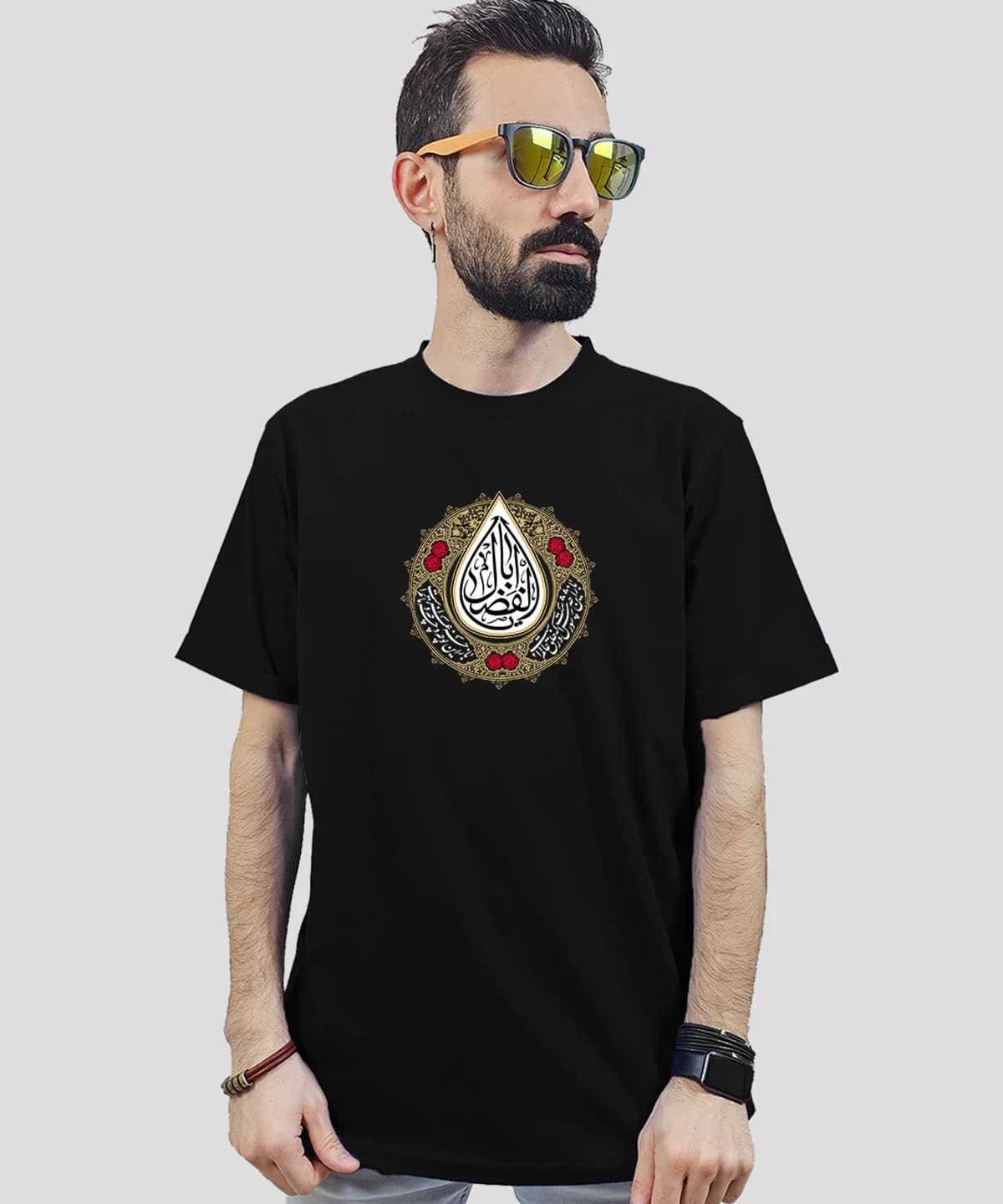 تیشرت مردانه و زنانه مذهبی طرح یا اباالفضل کد 506 — تصویر ۲