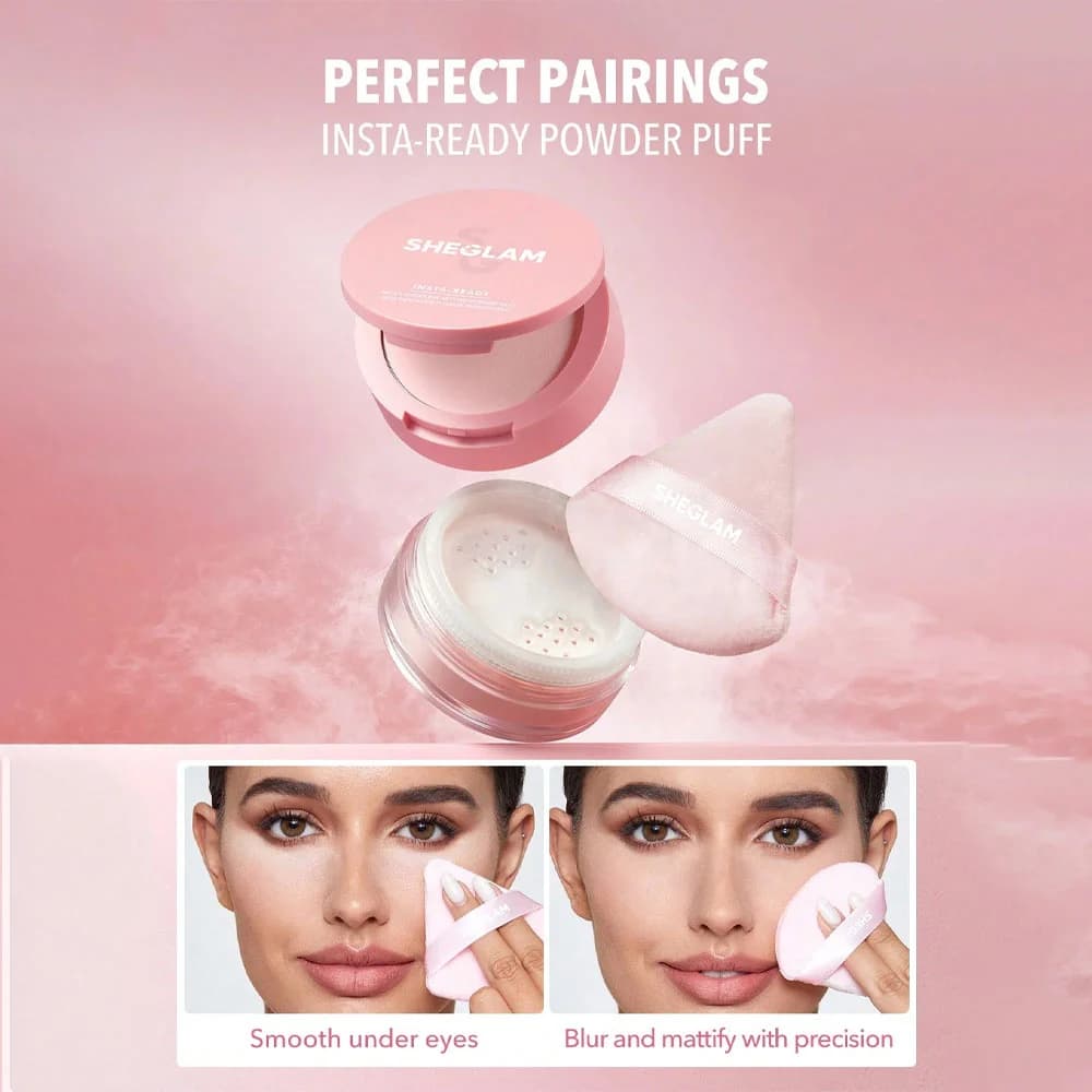 پاف سه عددی شیگلم رنگ صورتی مدل Insta-Ready Powder Puff — تصویر ۲