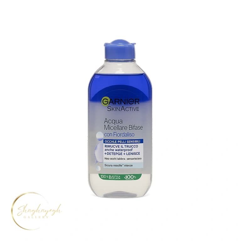 میسلار پاک‌کننده دو فاز گارنیر Acqua Micellare Bifase مناسب پوست و چشم حساس حجم 400 میل