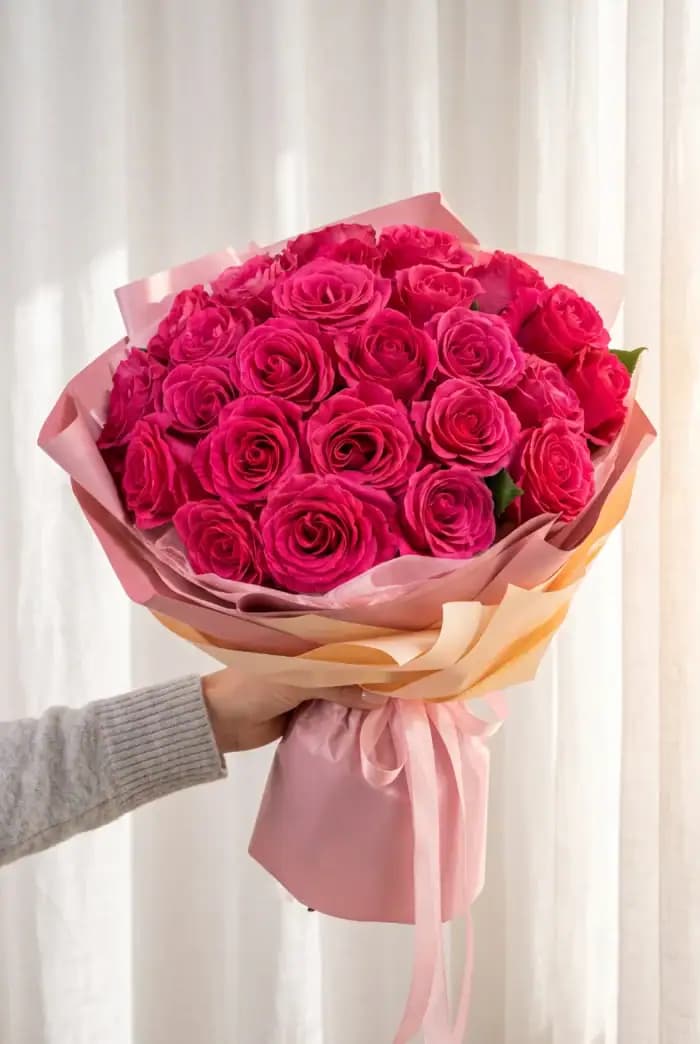 دسته گل رز 20 شاخه کد 10051 – بلورا — تصویر ۲