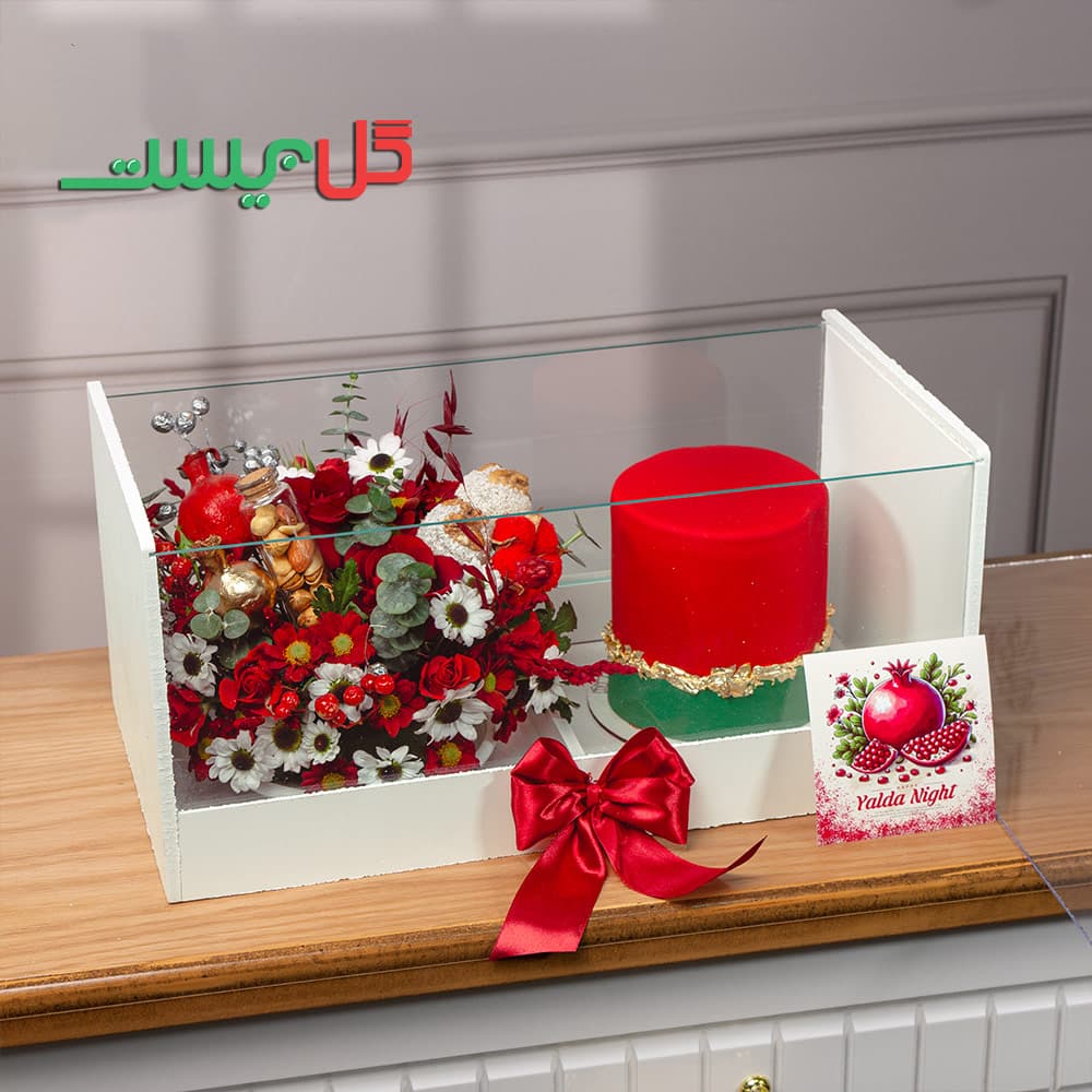 باکس گل و کیک یلدا | گل فروشی آنلاین گل بیست — تصویر ۲
