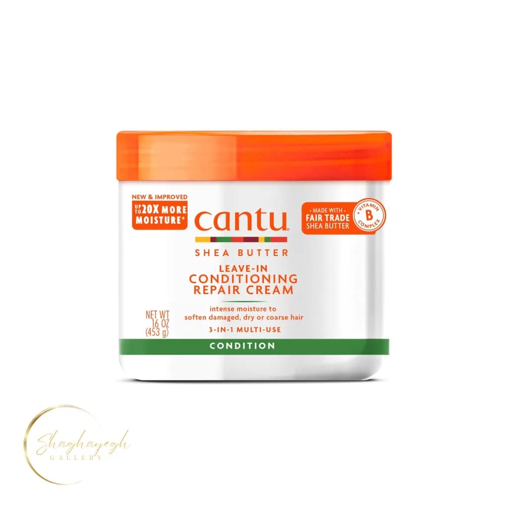 کرم ترمیم‌کننده و نرم‌کننده موی فر لیو-این حاوی شی باتر کانتو Cantu Shea Butter Leave-In Conditioning Repair Cream 453g