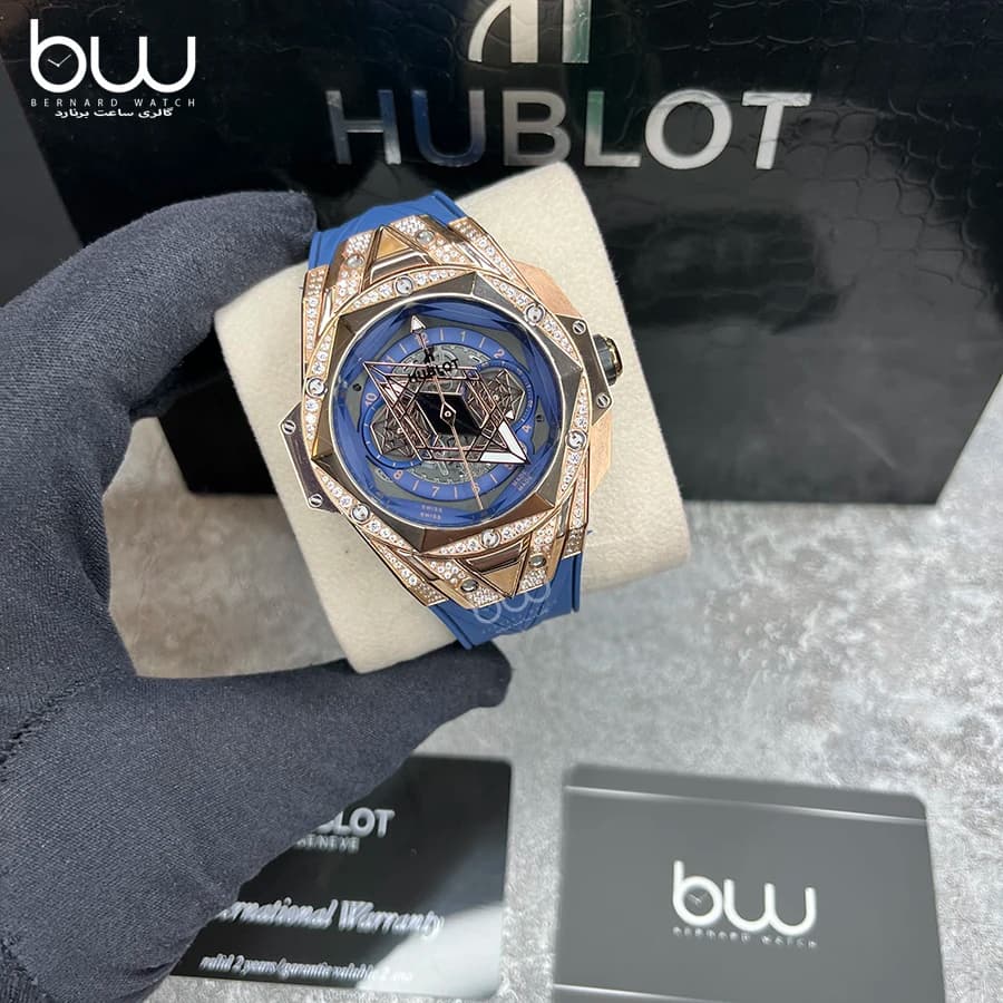 ساعت مچی هابلوت مردانه مدل Sang Bleu II King Gold Blue Pave — تصویر ۲