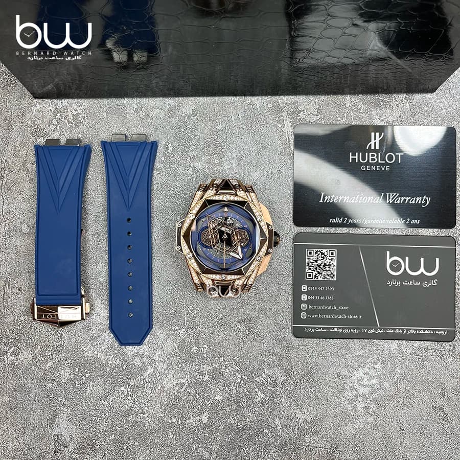 ساعت مچی هابلوت مردانه مدل Sang Bleu II King Gold Blue Pave — تصویر ۳