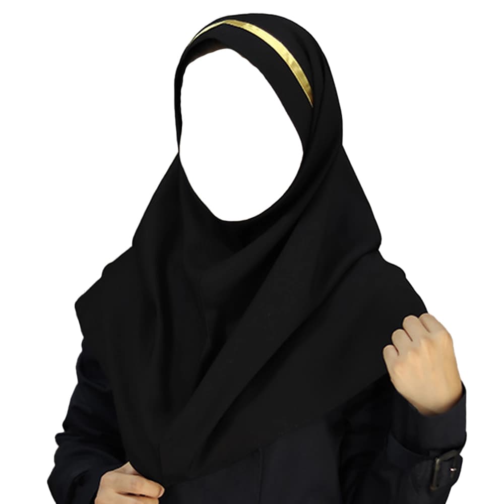 مقنعه تل دار 100 بروجرد مشکی تل کرم کد 2932 — تصویر ۳