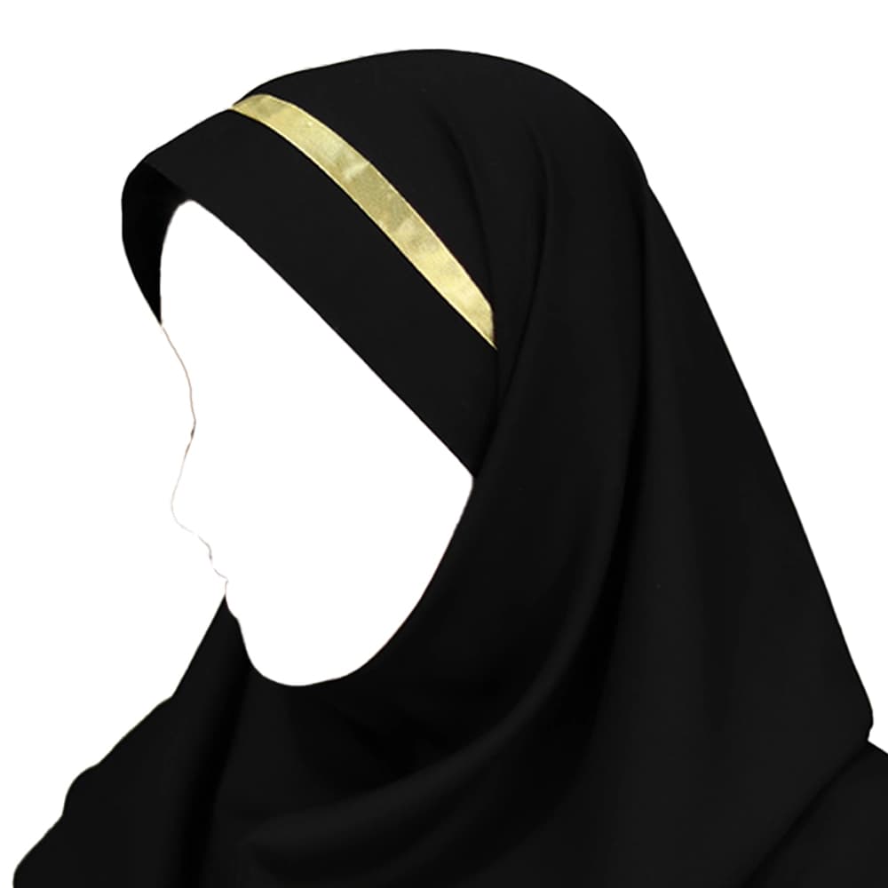 مقنعه تل دار 100 بروجرد مشکی تل کرم کد 2932