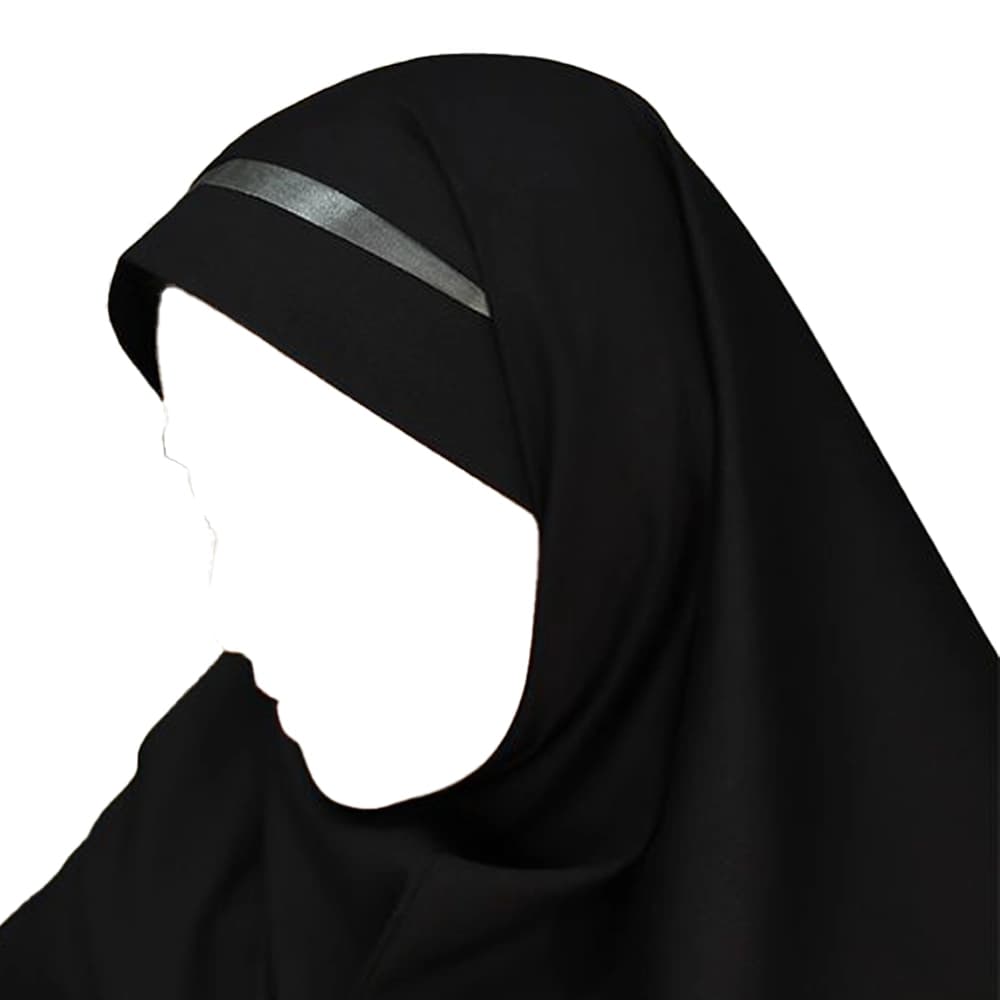 مقنعه تل دار 100 بروجرد مشکی تل نوک مدادی کد 2932 — تصویر ۳