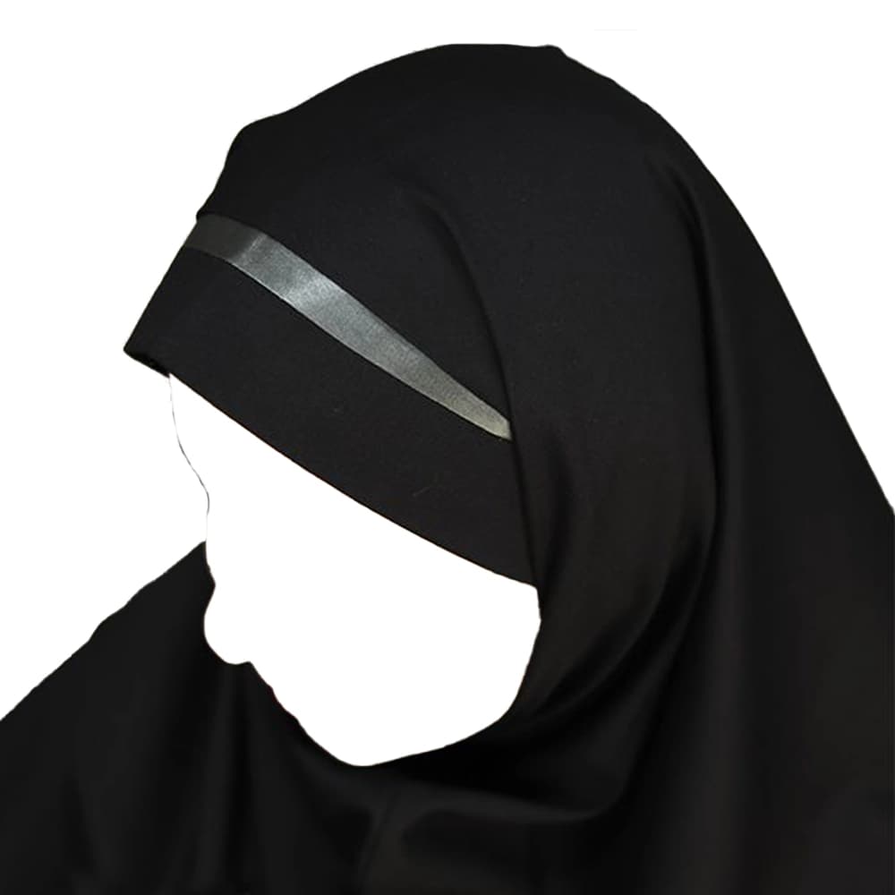 مقنعه تل دار 100 بروجرد مشکی تل نوک مدادی کد 2932