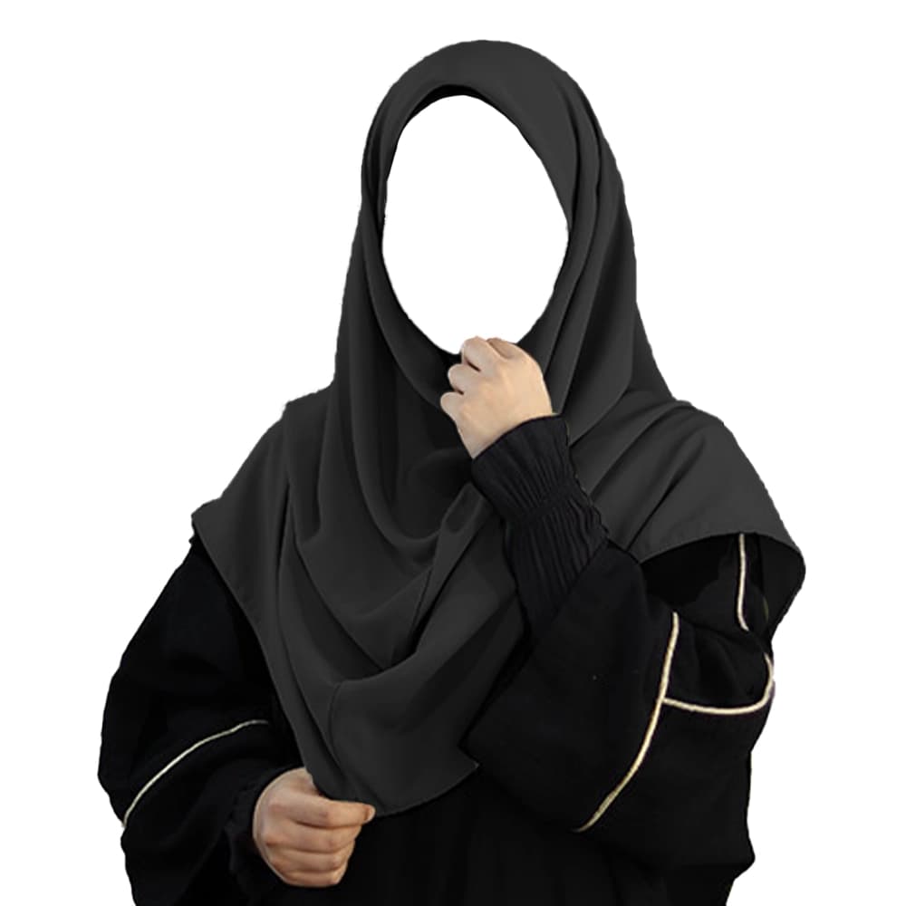 مقنعه ساده 100 کرپ کره ای مشکی کد 1421