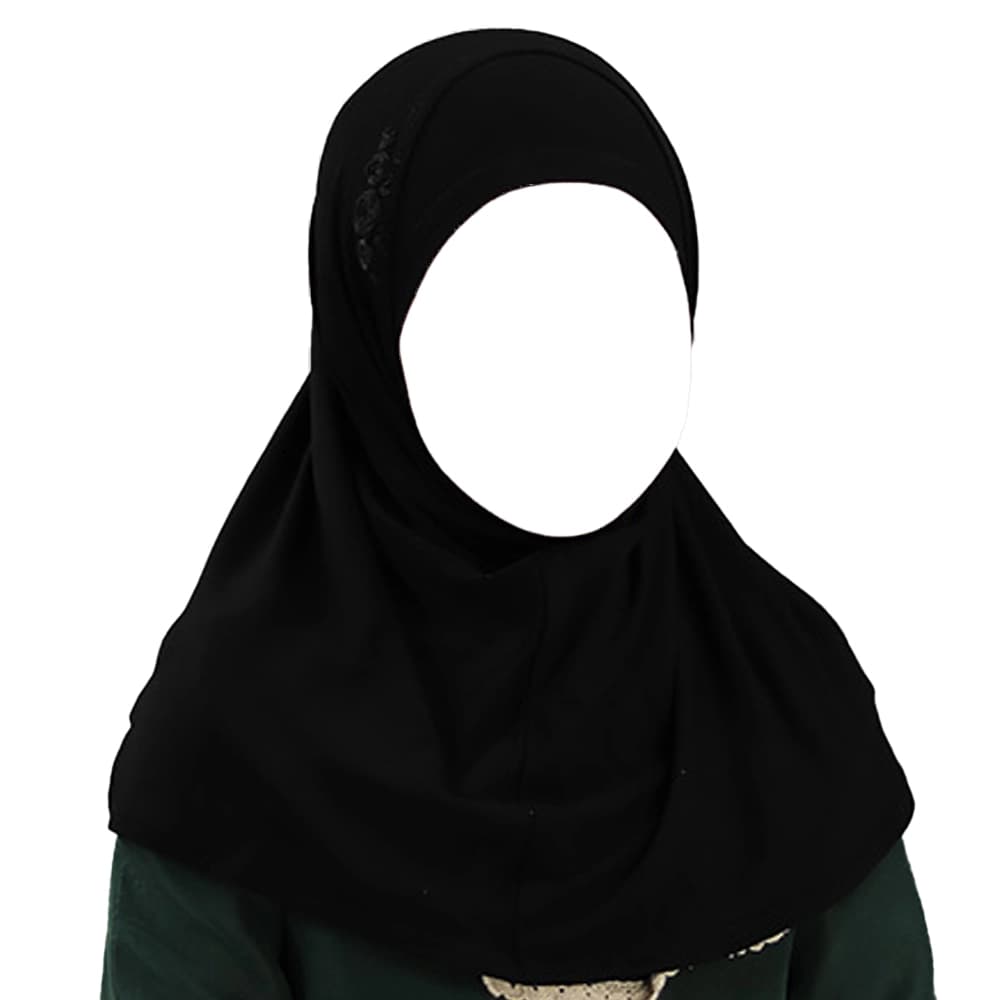 مقنعه دو تکه گل دوزی بچه گانه ویسکوز مشکی گلدوزی مشکی کد 2203 — تصویر ۲