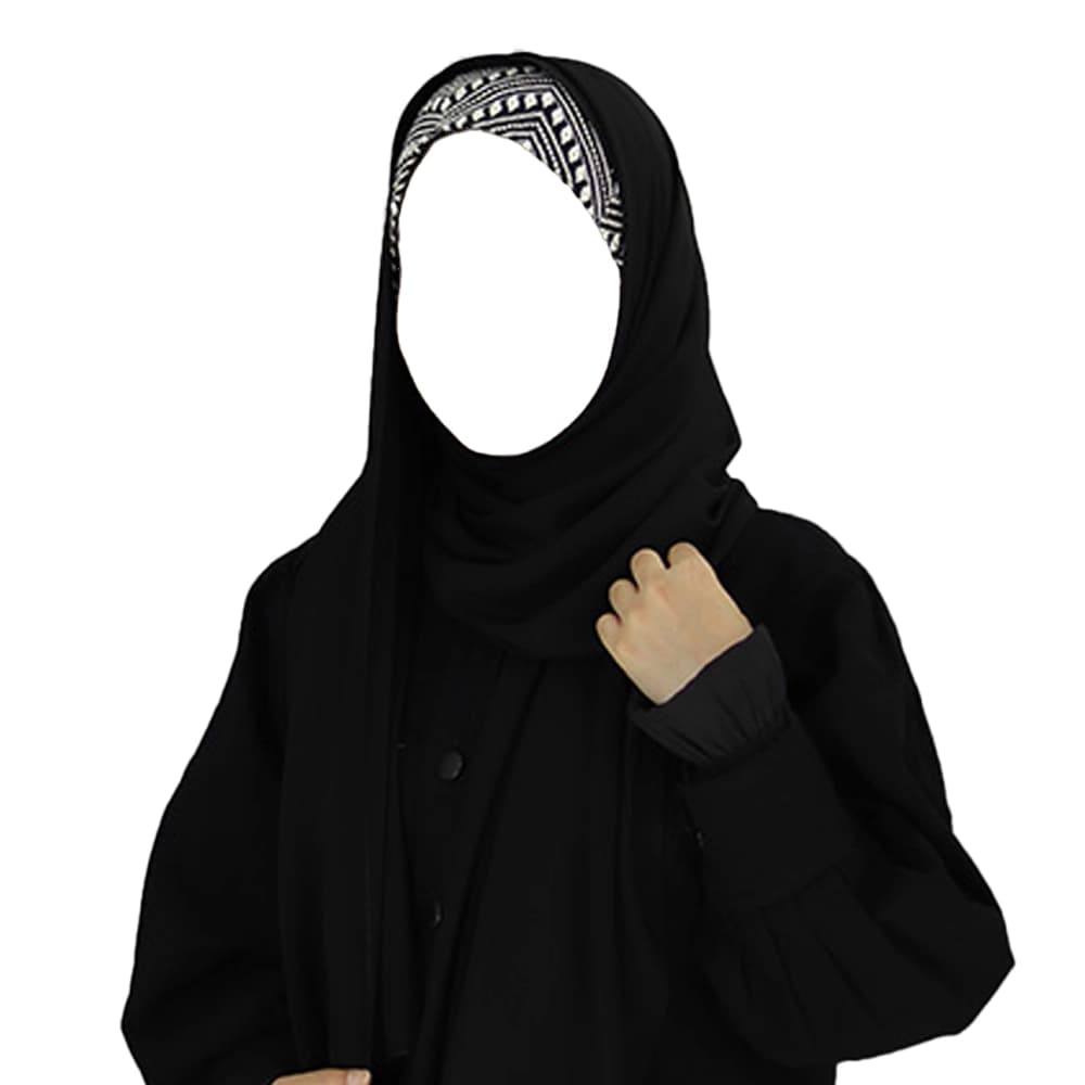 هدشال گرد سوزن دوزی ژورژت مشکی سوزن دوزی مشکی کد 4024 — تصویر ۲
