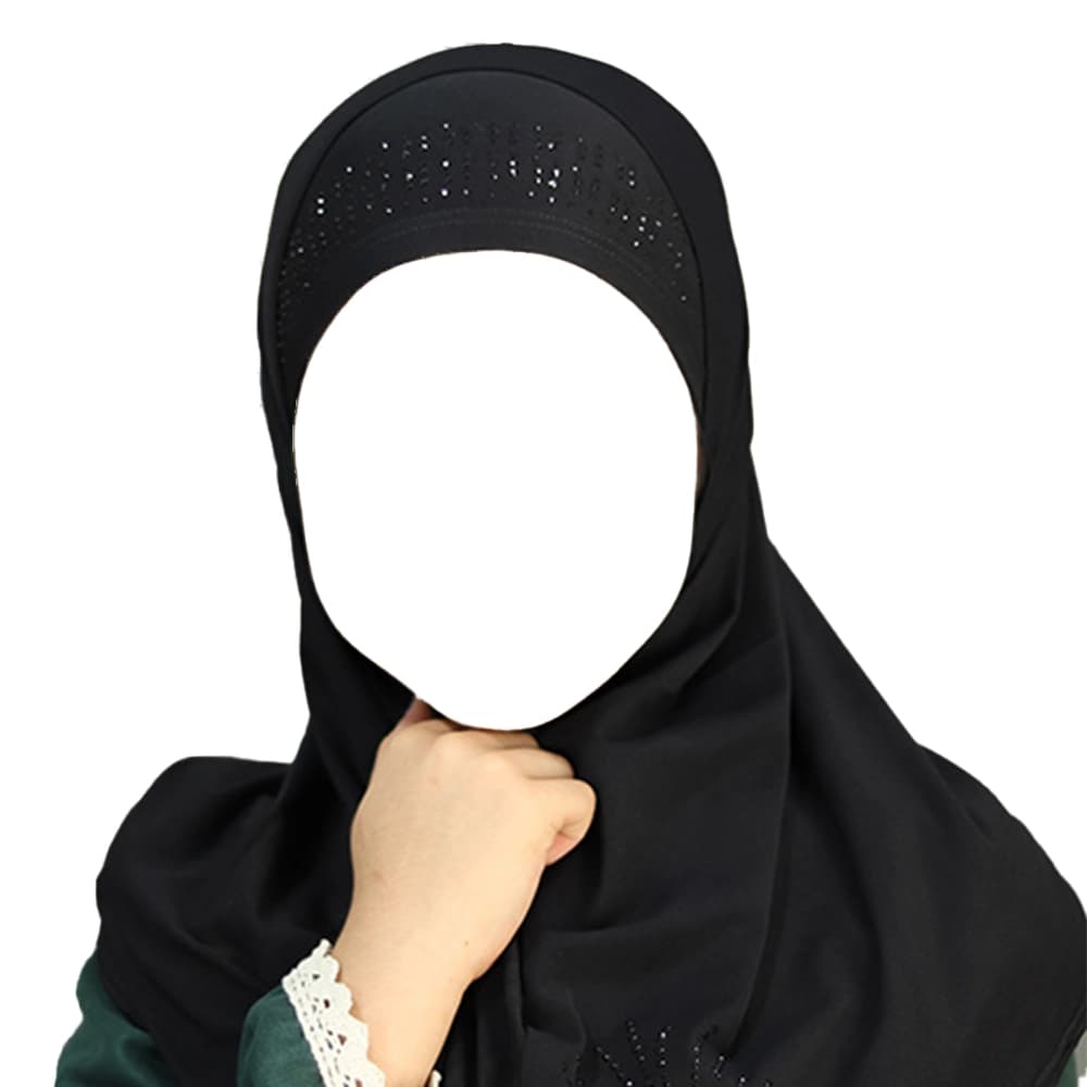 مقنعه دو تکه بچه گانه ریون رنگ مشکی کد 2200