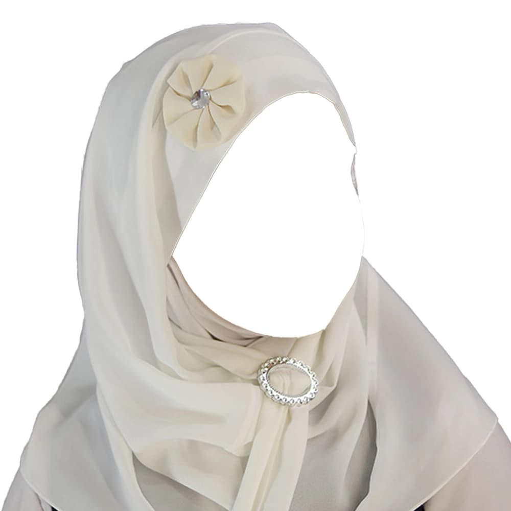 مقنعه سوگند با سگک رنگ سفید کد 3010