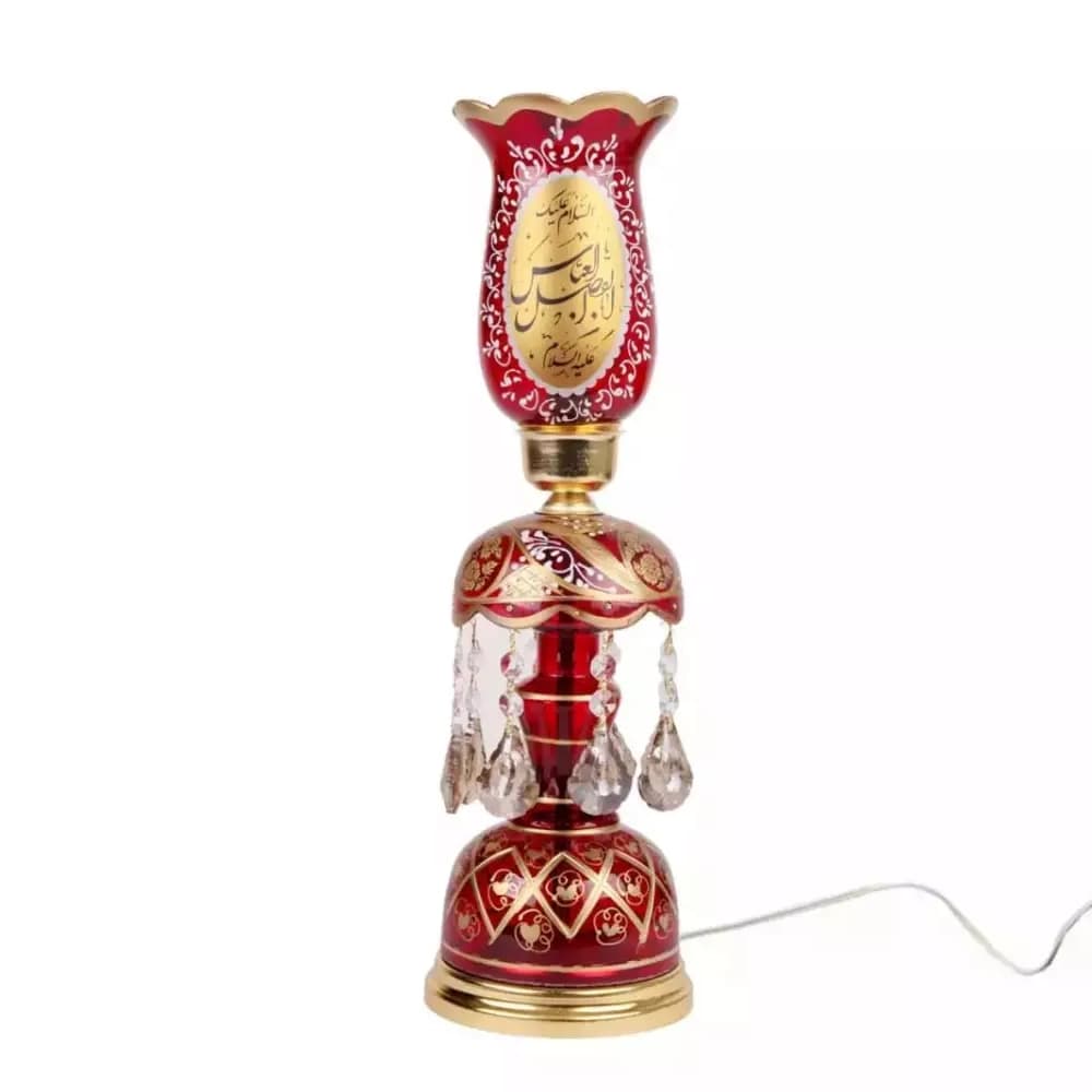 شمعدان برقی السلام علیک یا اباالفضل العباس یا علی ارتفاع 50 سانتیمتر رنگ قرمز کد 1227 — تصویر ۴