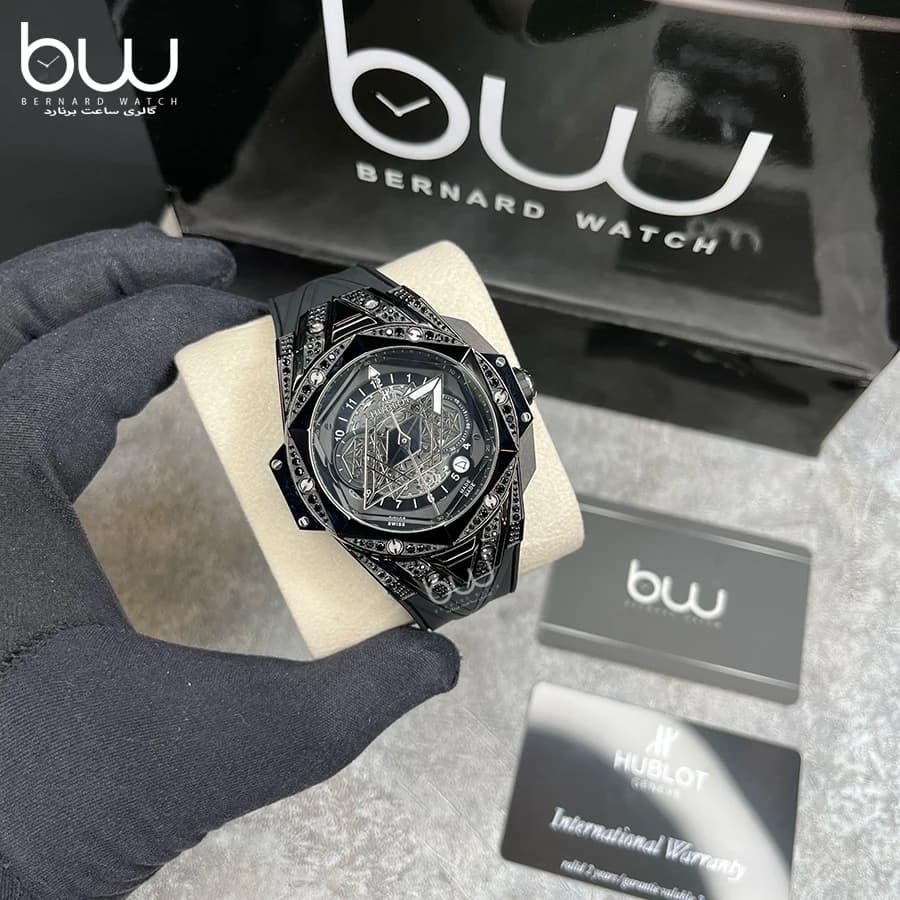 ساعت مچی هابلوت مردانه مدل Unico Sang Bleu II Black Magic Pavé — تصویر ۲