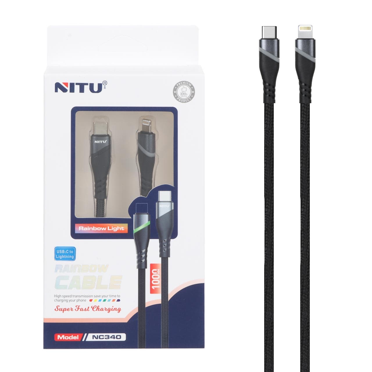 کابل شارژ NITU Type-C TO Lightning مدل NC340