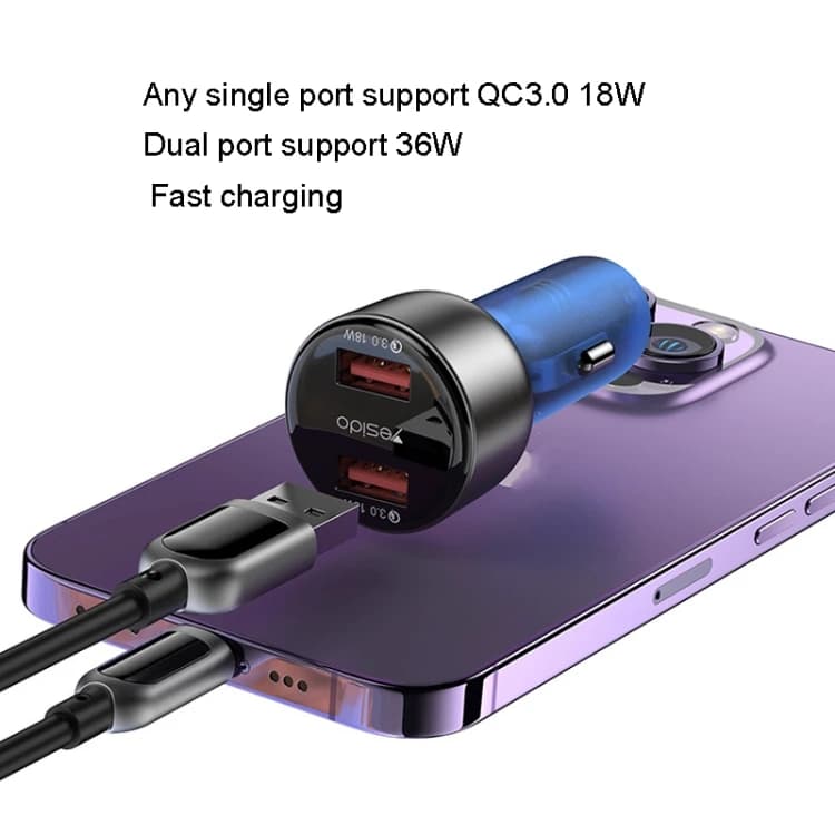 شارژر فندکی یسیدو مدل Y51 36W دو پورت — تصویر ۶