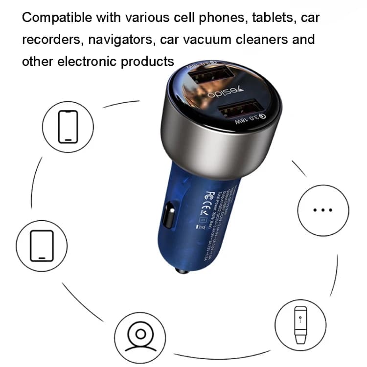 شارژر فندکی یسیدو مدل Y51 36W دو پورت — تصویر ۴