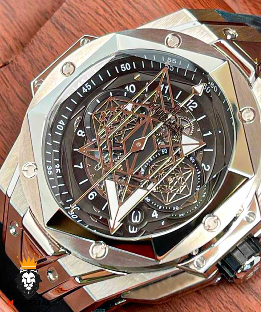 ساعت مچی مردانه هابلوت کهکشانی استیل صفحه مشکی HUBLOT Sang Bleu 1258 — تصویر ۳