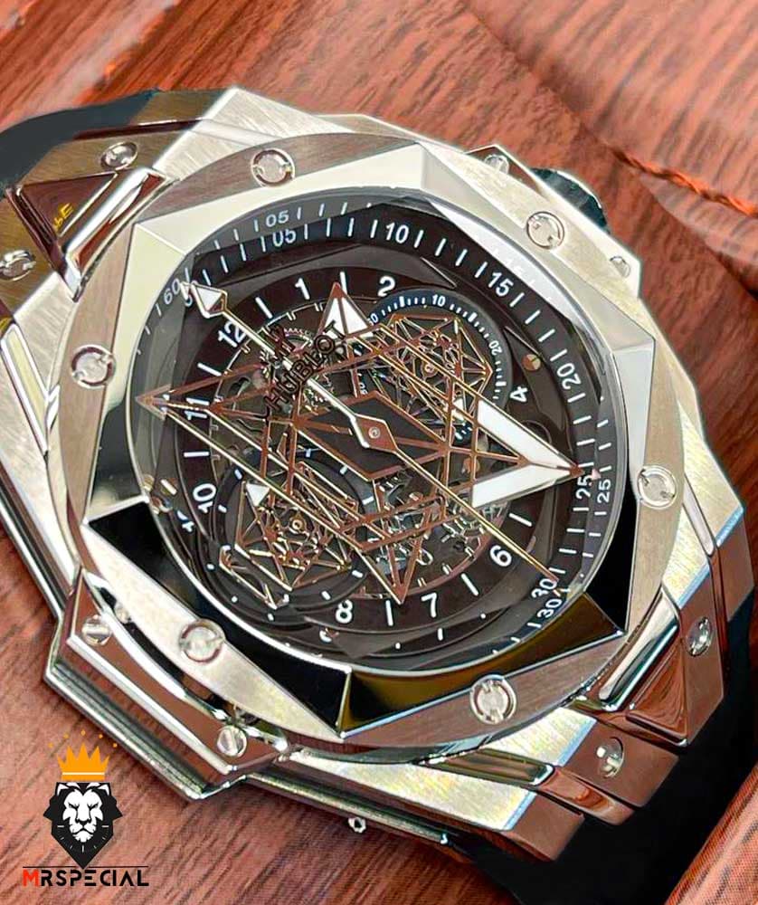 ساعت مچی مردانه هابلوت کهکشانی استیل صفحه مشکی HUBLOT Sang Bleu 1258 — تصویر ۴