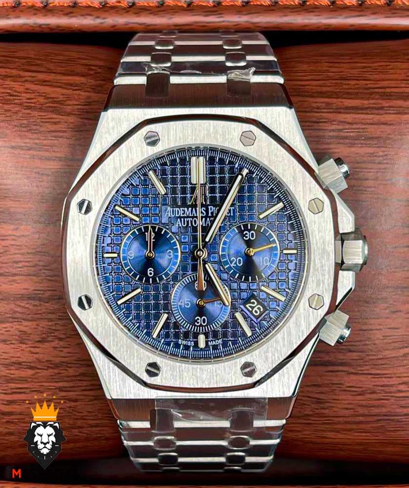 ساعت مردانه اودمار پیگه کرنوگراف استیل صفحه ابی AUDEMARS PIGUET ROYAL 4417 — تصویر ۲