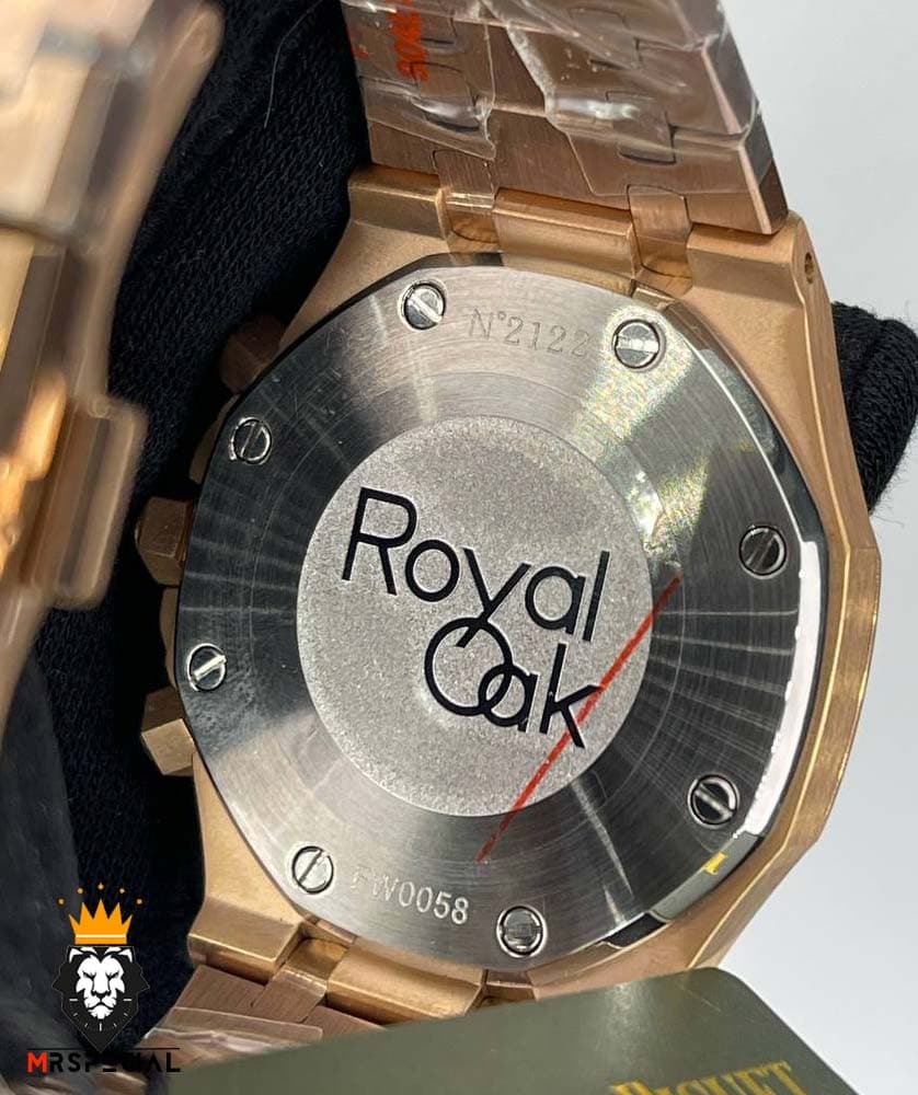 ساعت مردانه اودمار پیگه کرنوگراف رزگلد صفحه ابی AUDEMARS PIGUET ROYAL 4413 — تصویر ۵