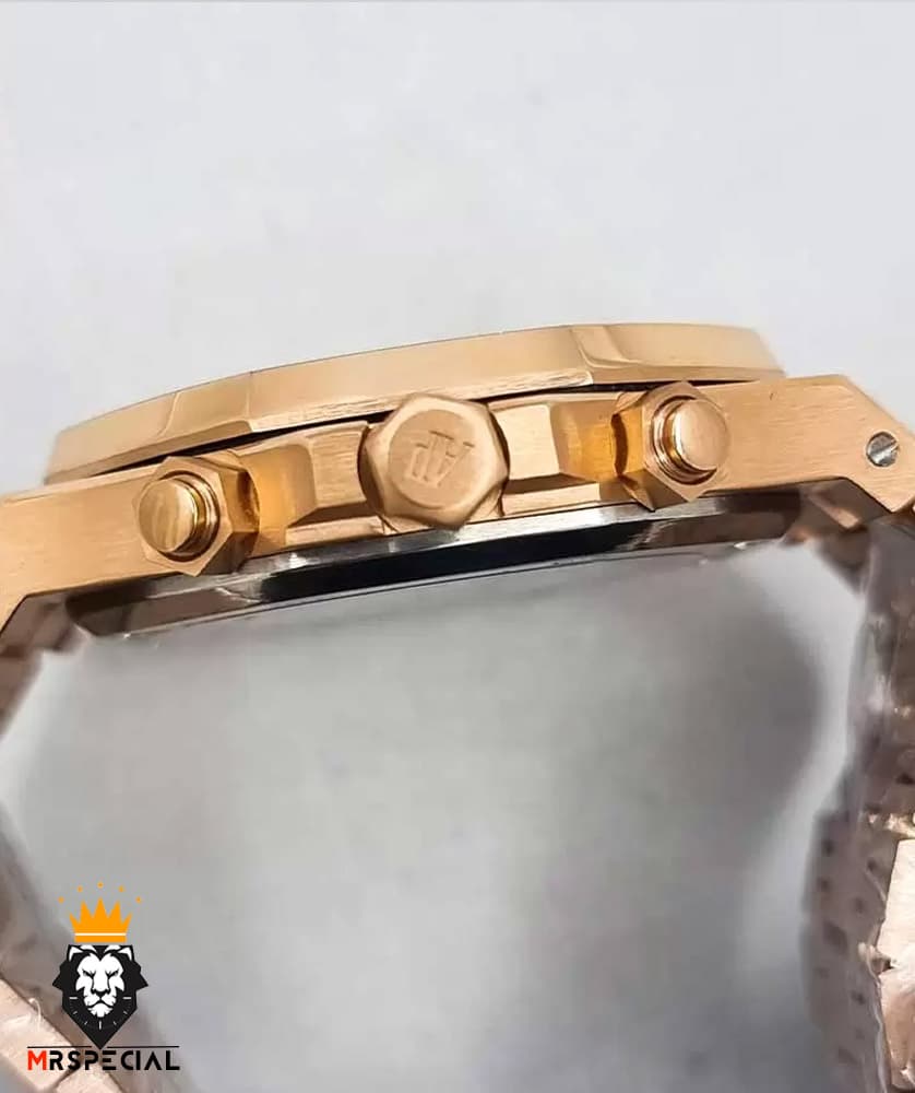 ساعت مردانه اودمار پیگه کرنوگراف رزگلد صفحه سفید AUDEMARS PIGUET ROYAL 4443 — تصویر ۴