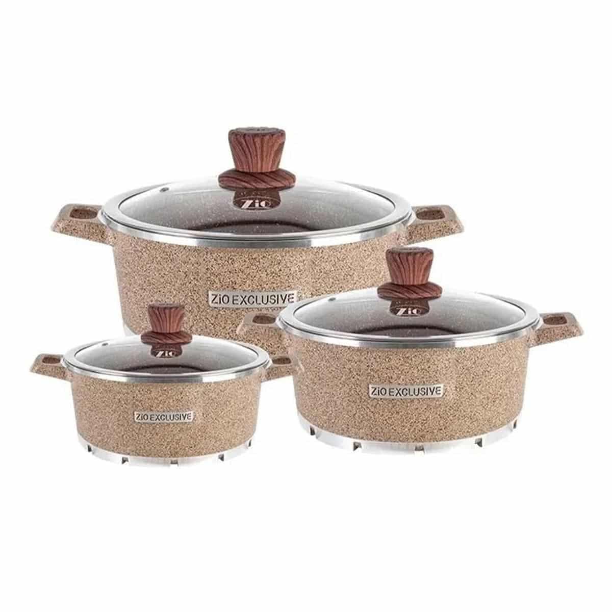 سرویس قابلمه 6 پارچه زیو مدل Z-8416-20 اصل ترکیه با کفی انداکشن