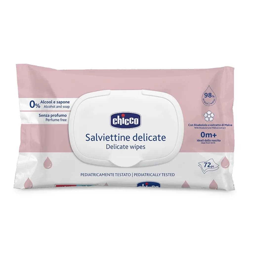 دستمال مرطوب 98درصد آب 72عددی salviettine چیکو chicco