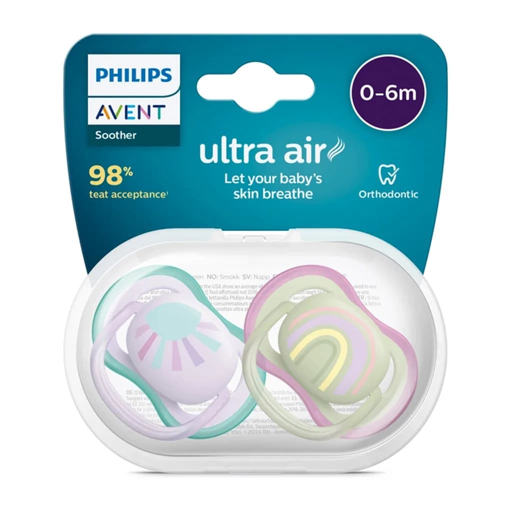 پستانک 2Ultra Air عددی 0-6 ماه رنگی اونت Avent