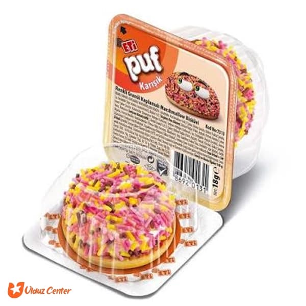 بیسکویت و مارشمالو Eti Puf با ترافل رنگی 18 گرم