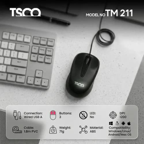 ماوس با سیم تسکو مدل TM 211 — تصویر ۱۰