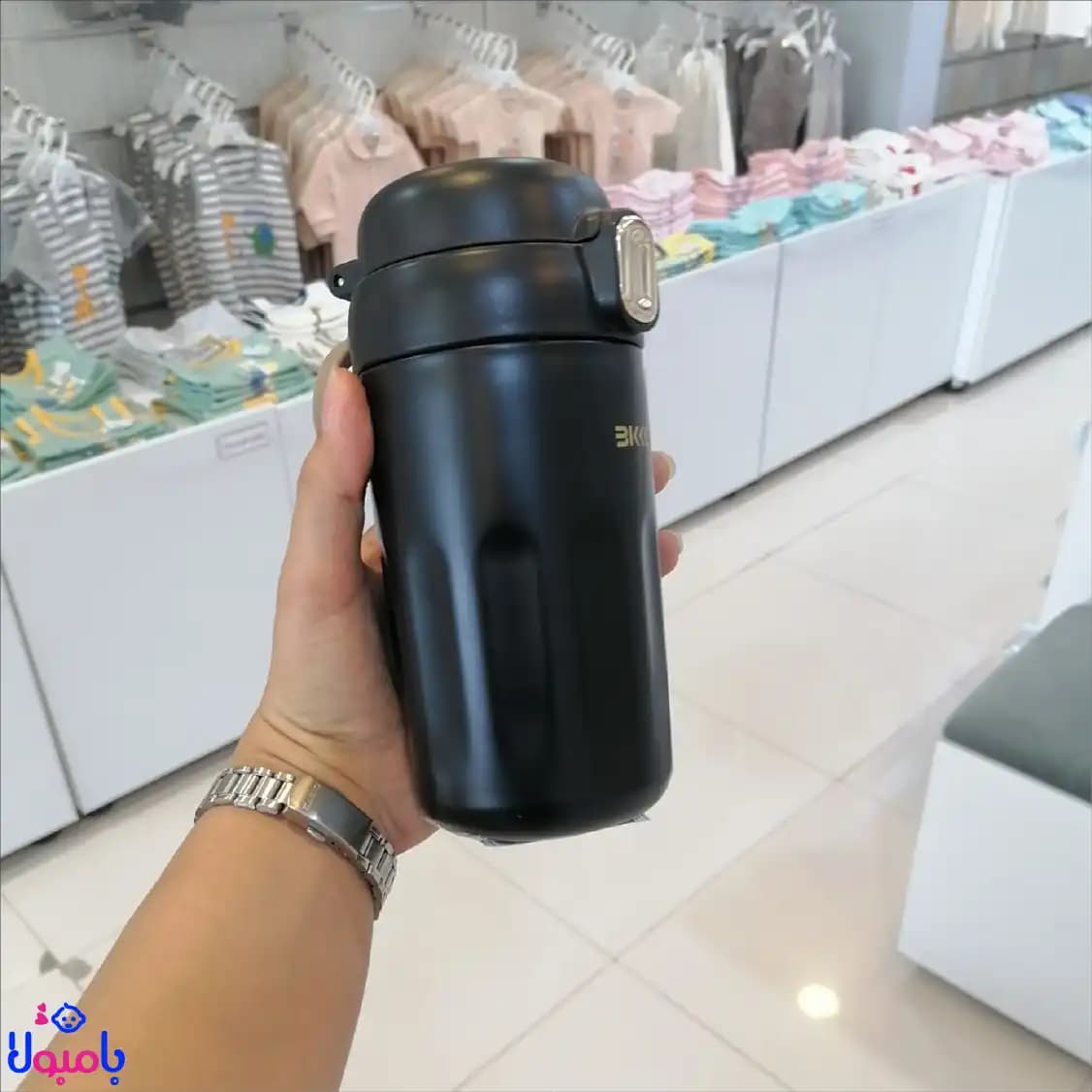 فلاسک دوکاره استیل 450میل BKKL مدل شیاردار — تصویر ۳