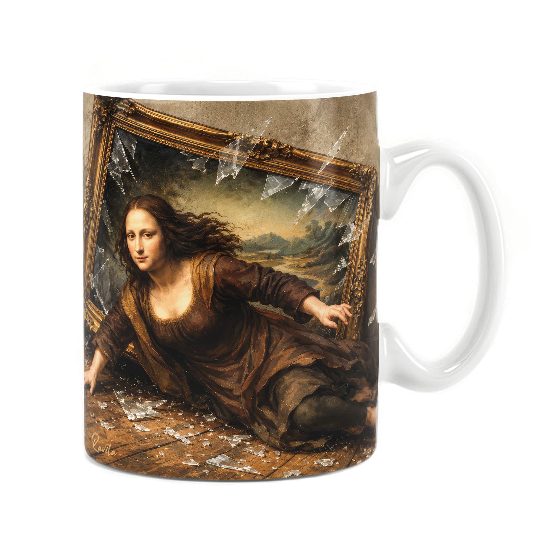 ماگ راویتا طرح مونالیزا در قاب شکسته – Mona Lisa in a Broken Frame کد 3956