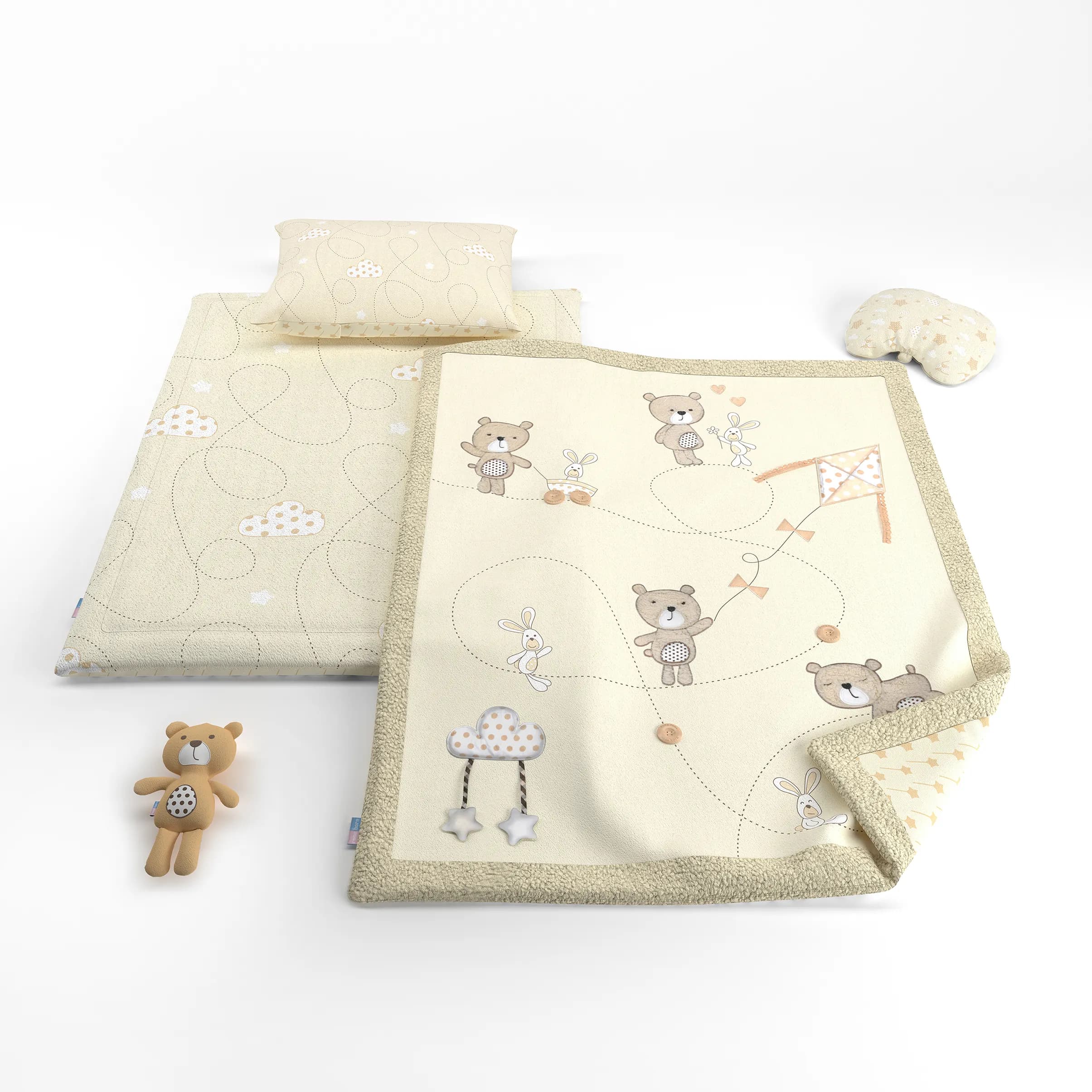 سرویس خواب 4تکه نوزاد رزبرن طرحBear And Kite