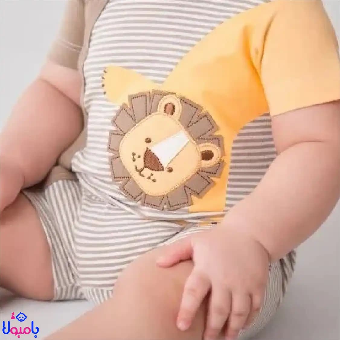 رامپر 100%نخ پنبه نوزادی نیلی طرح شیر — تصویر ۲